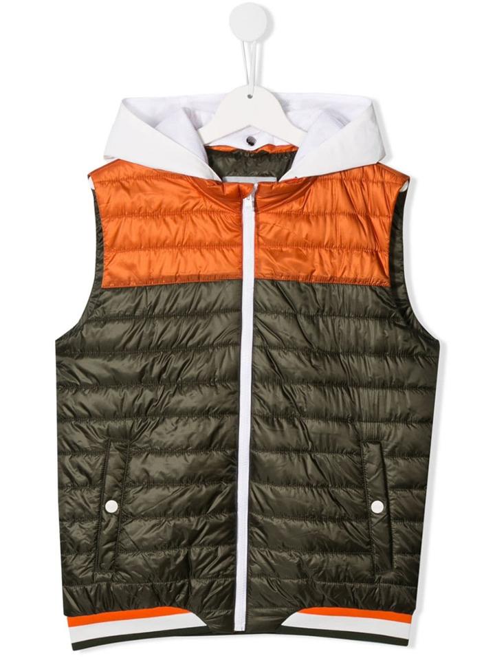 Herno Kids Colour Block Padded Vest - Green