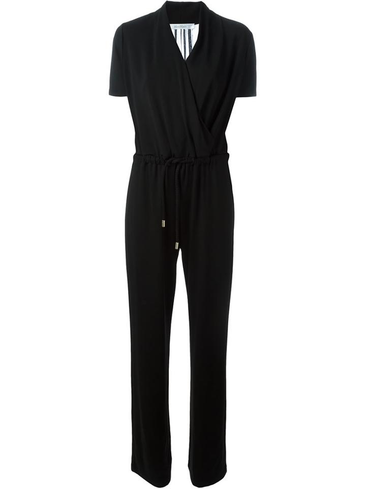 Max Mara Straight Leg Jumpsuit, Women's, Size: 42, Black, Silk/spandex/elastane/viscose