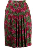 Yves Saint Laurent Pre-owned '1970s Floral Print Skirt - Green