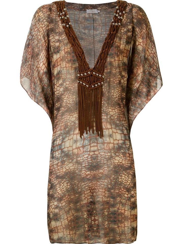 Brigitte Abstract Print Beach Dress, Women's, Size: P, Brown, Polyester