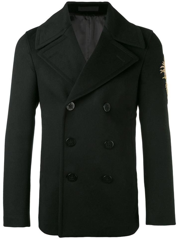 Alexander Mcqueen - Embroidered Patch Coat - Men - Cotton/viscose/cashmere/virgin Wool - 46, Black, Cotton/viscose/cashmere/virgin Wool