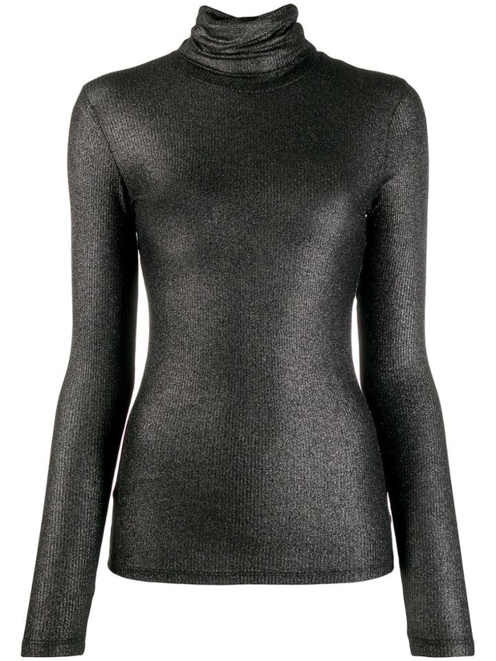 Majestic Filatures Lurex Knitted Roll Neck - Black
