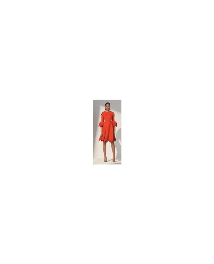 Prabal Gurung R18d05-eb Crimson L/s Emb Dress - Unavailable