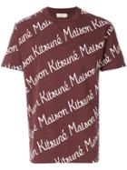 Maison Kitsuné All-over Logo Print T-shirt - Pink & Purple