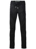 Off-white Ripped Drawstring Skinny Jeans - Black