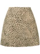 Joie Leopard Print Skirt, Women's, Size: 2, Nude/neutrals, Goat Skin/cotton/acetate