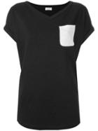 Brunello Cucinelli Front Pocket V Neck T-shirt, Women's, Size: Xxl, Black, Cotton