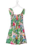 Mc2 Saint Barth Kids Tropical Print Smocked Dress - Pink
