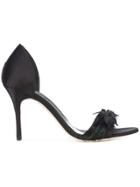 Manolo Blahnik Feather-embellished Catalina Sandals - Black
