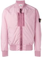 Stone Island Pocket Detail Bomber Jacket, Men's, Size: Medium, Pink/purple, Polyamide/polyurethane Resin/cotton