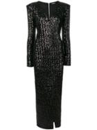 Balmain Sequin Wrap Maxi Dress - Black