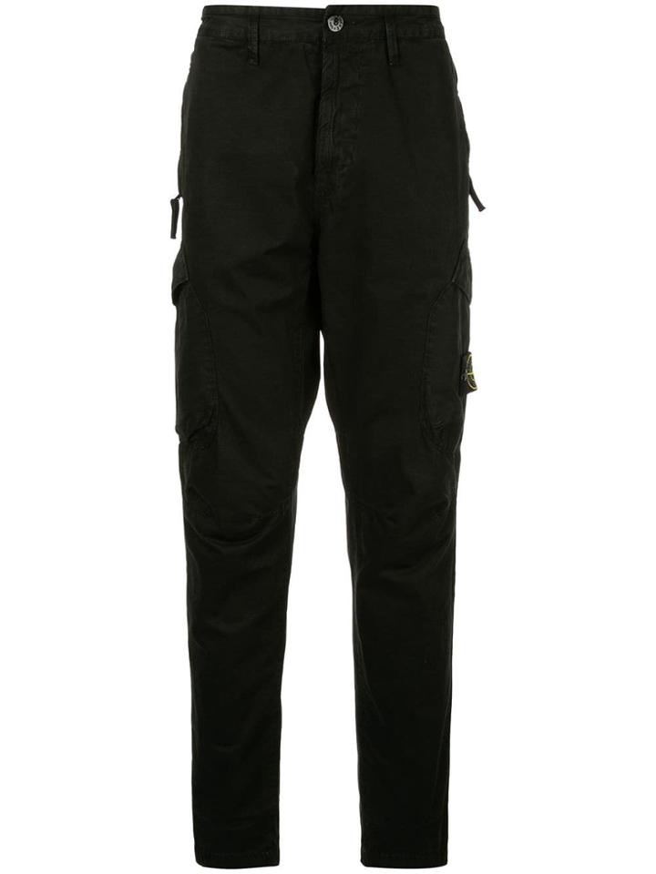 Stone Island High Waisted Cargo Trousers - Black