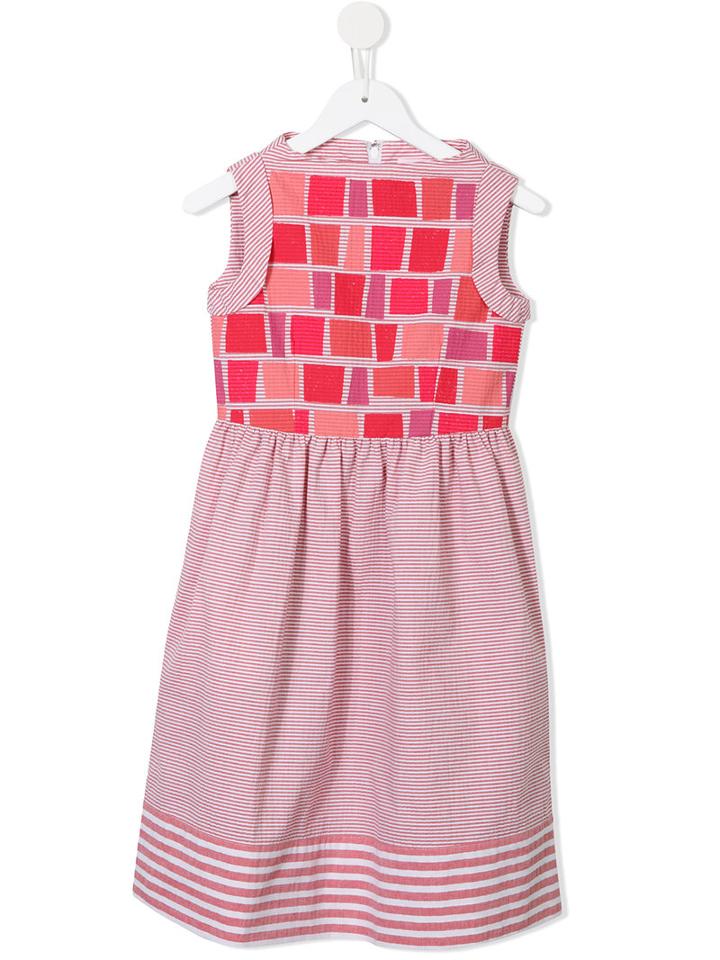 Familiar - Square And Stripe Printed Dress - Kids - Cotton/polyester - 6 Yrs, Red