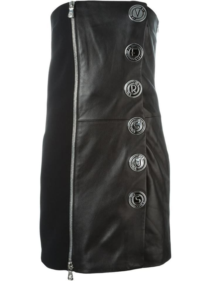 Versus Strapless Mini Dress, Women's, Size: 38, Black, Leather/polyamide/spandex/elastane/polyester
