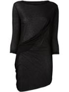 Rick Owens Lilies Gathered Waist Elongated T-shirt, Women's, Size: 44, Black, Cotton/polyamide/viscose
