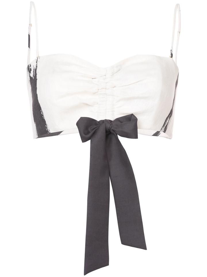 Zimmermann Brushstroke Print Bow Detail Bralette - White