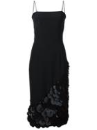 Christian Siriano Appliqué Hem Strappy Dress, Women's, Size: 6, Black, Silk