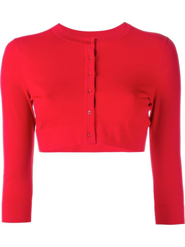 Alaïa Cropped Cardigan, Women's, Size: 36, Red, Viscose/polyester