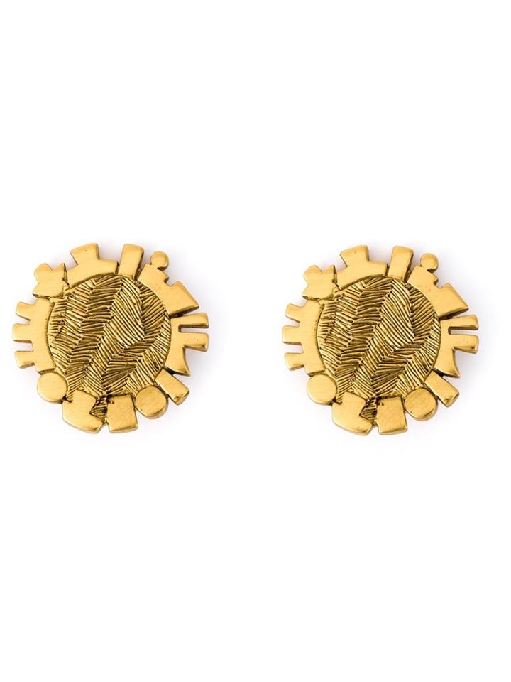 Jean Louis Scherrer Vintage Disk Clip-on Earrings - Metallic