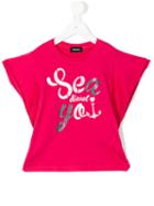 Short Sleeve Print Top - Kids - Cotton - 4 Yrs, Pink/purple, Diesel Kids