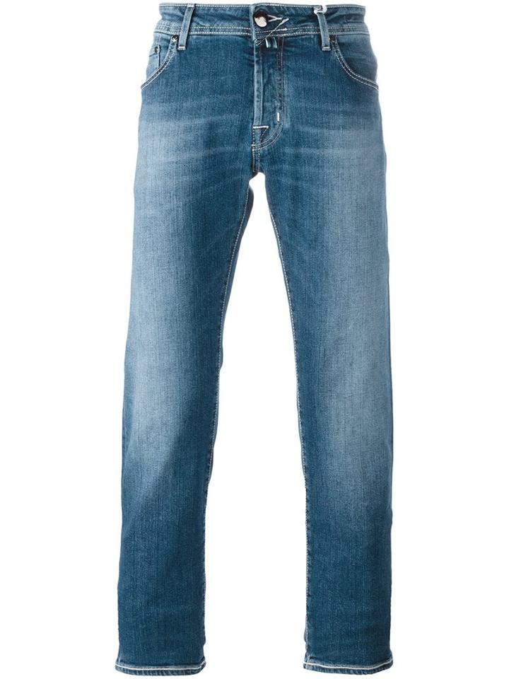 Jacob Cohen Stone Washed Jeans, Men's, Size: 32, Blue, Cotton/spandex/elastane