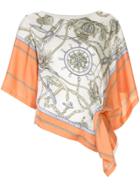 Frei Ea Printed Asymmetric Blouse - White