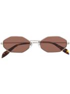 Alexander Mcqueen Eyewear Octagonal Frame Sunglasses - Silver