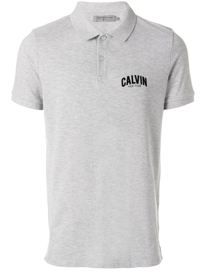 Calvin Klein Jeans Front Logo Polo Shirt - Grey