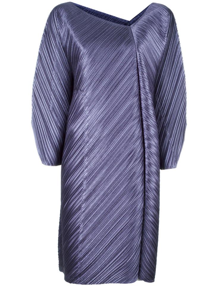 Pleats Please By Issey Miyake V-neck Pleated Dress, Women's, Size: 5, Pink/purple, Polyester