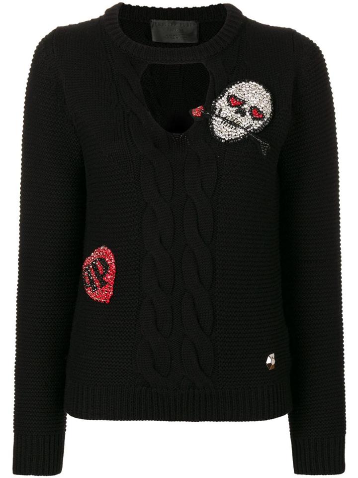 Philipp Plein Holfan Cable Knit Jumper - Black