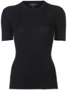 Rochas - Ribbed Short Sleeve Jumper - Women - Wool - 42, Black, Wool