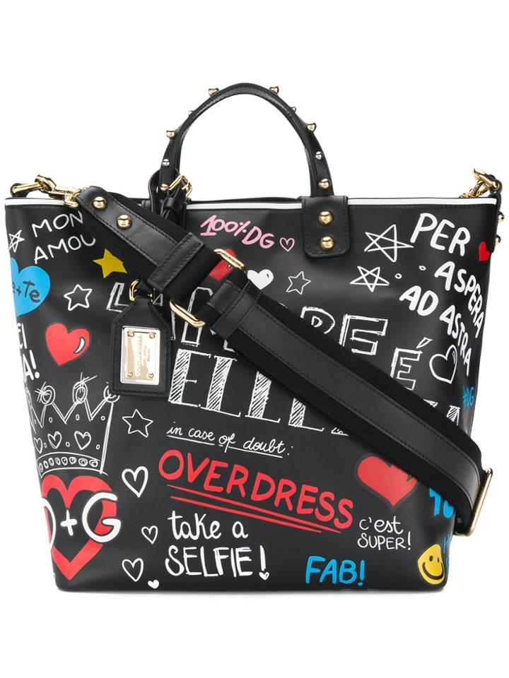 Dolce & Gabbana Graffiti Beatrice Tote Bag - Black