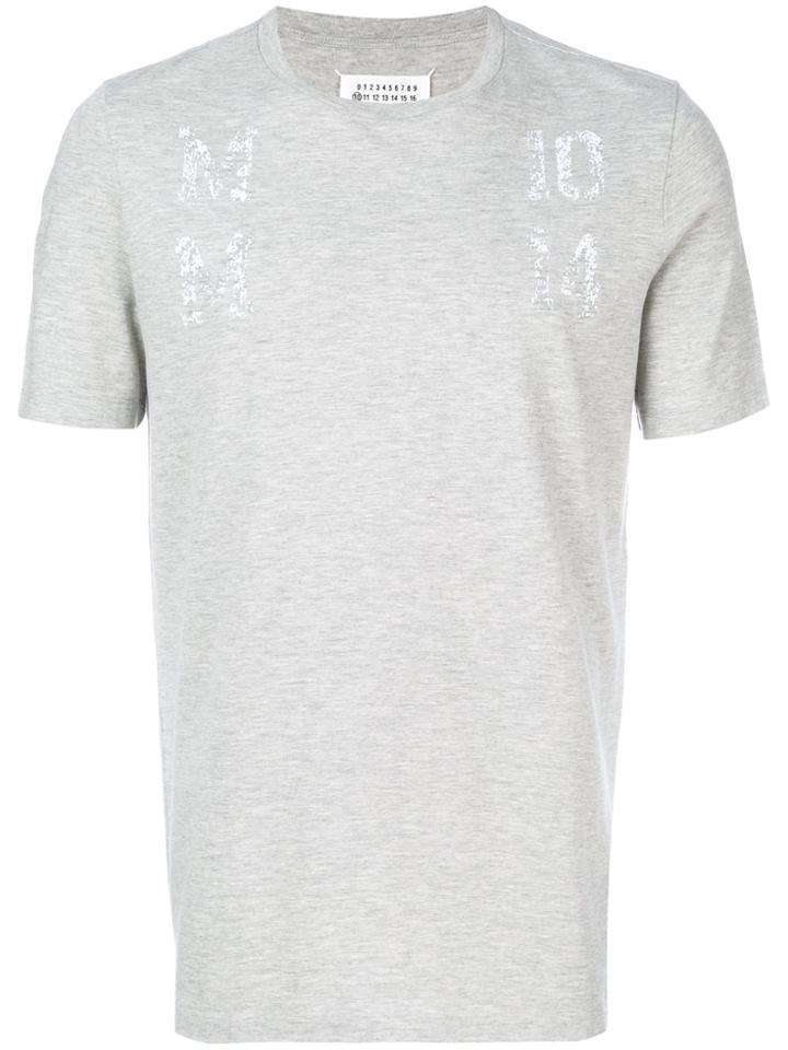 Maison Margiela Distressed 'mm' Logo T-shirt - Grey