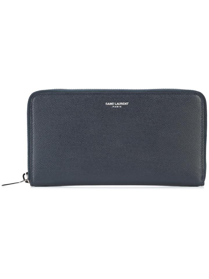 Saint Laurent Grain De Poudre Zip Around Wallet - Black