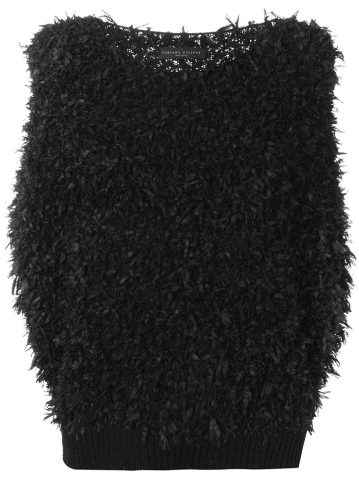 Fabiana Filippi Fluffy Shortsleeved Jumper - Black