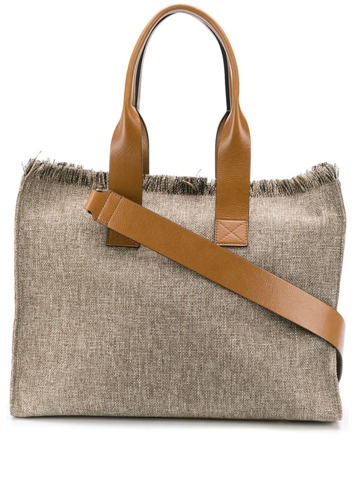 Brunello Cucinelli Fringed Top Tote - Neutrals
