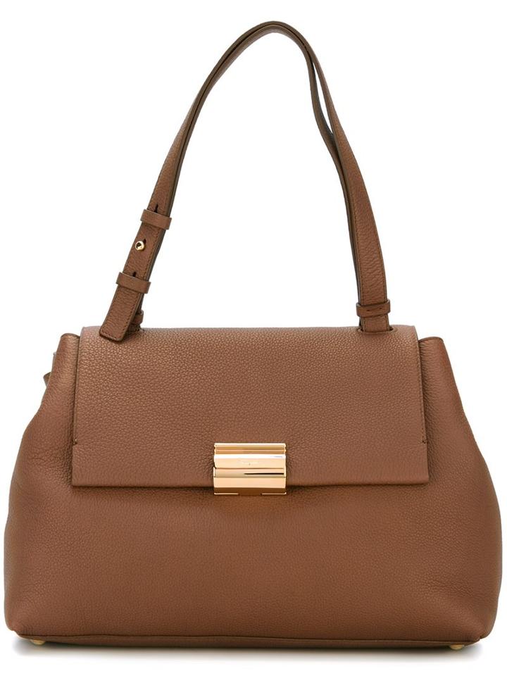 Salvatore Ferragamo Front Flap Tote, Women's, Brown, Calf Leather