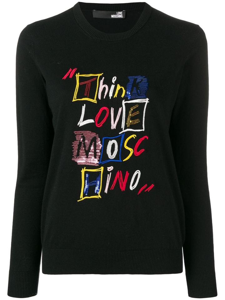 Love Moschino Think Embroidered Jumper - Black