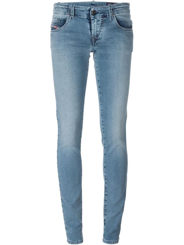 Diesel Skinny Jeans, Women's, Size: 23, Blue, Cotton/calf Leather/polyester/spandex/elastane