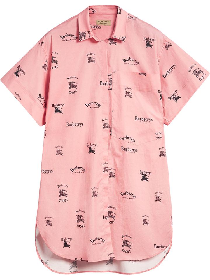 Burberry Short-sleeve Archive Logo Print Stretch-cotton Shirt - Pink &