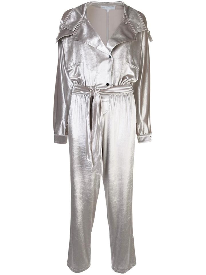 Carolina Ritzler Relaxed-fit Velvet Jumpsuit - Silver
