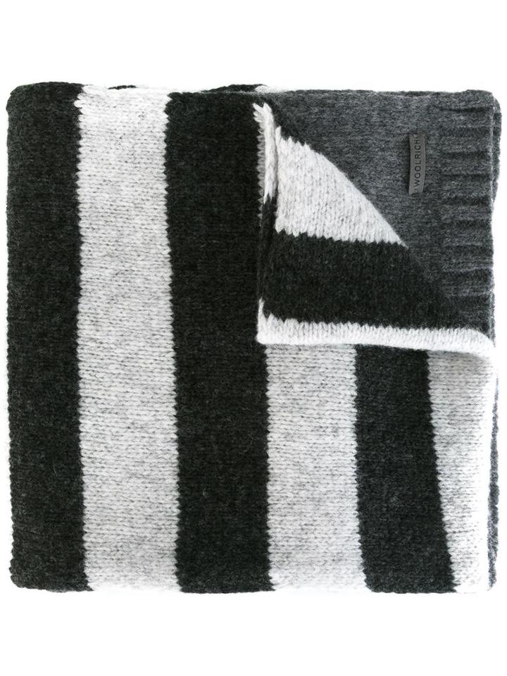 Woolrich Striped Scarf, Adult Unisex, Grey, Polyamide/wool