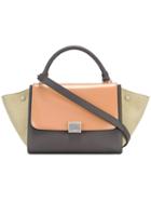 Céline Contrast Shoulder Bag, Women's, Brown, Calf Leather/lamb Skin