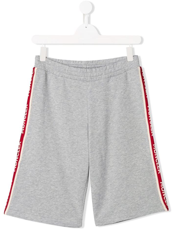 Moncler Kids Teen Piped Logo Track Shorts - Grey