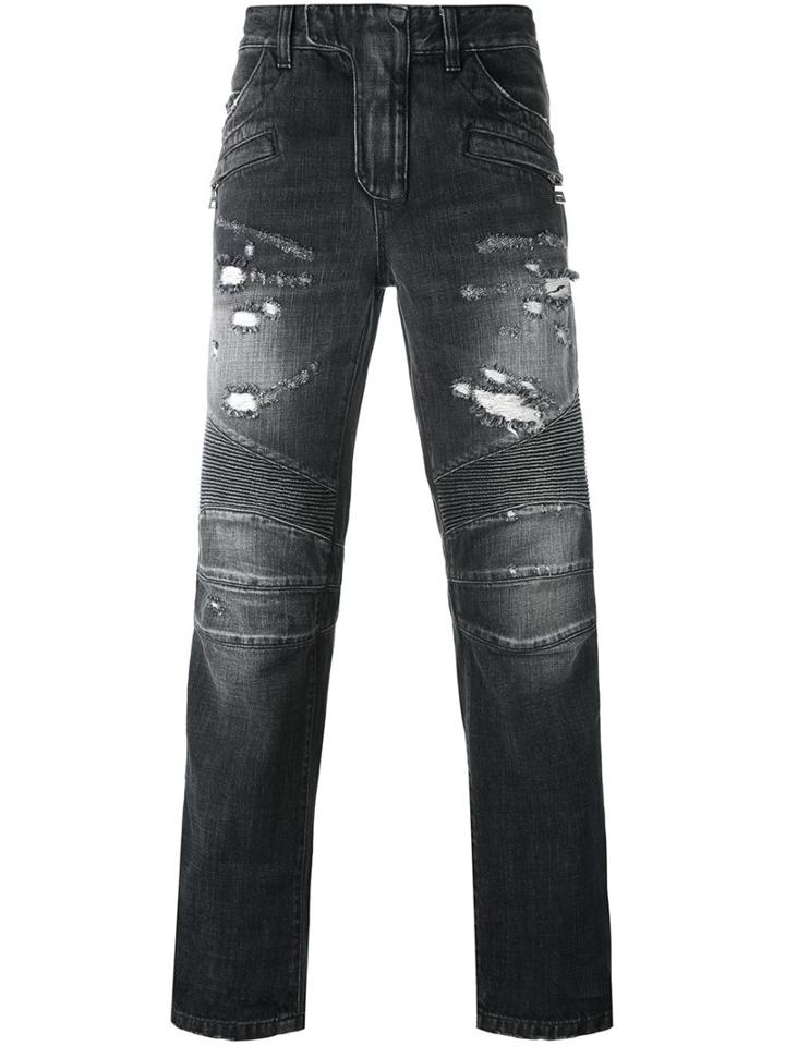Balmain Biker Jeans, Men's, Size: 34, Grey, Cotton