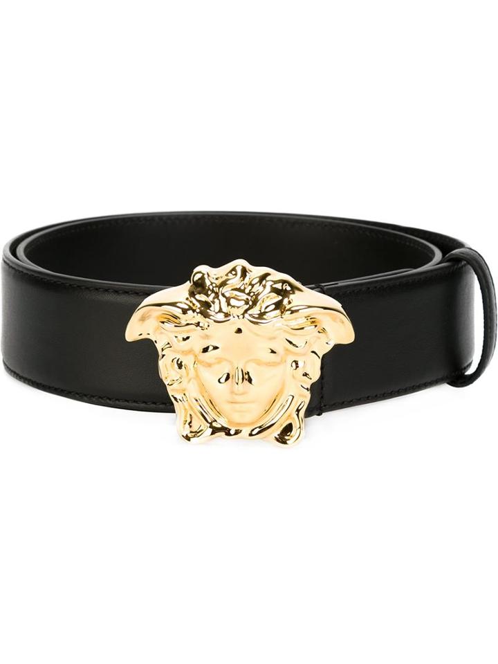 Versace Medusa Belt, Men's, Size: 85, Black, Calf Leather