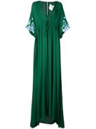 Carolina Herrera Floral Applique Maxi Dress - Green