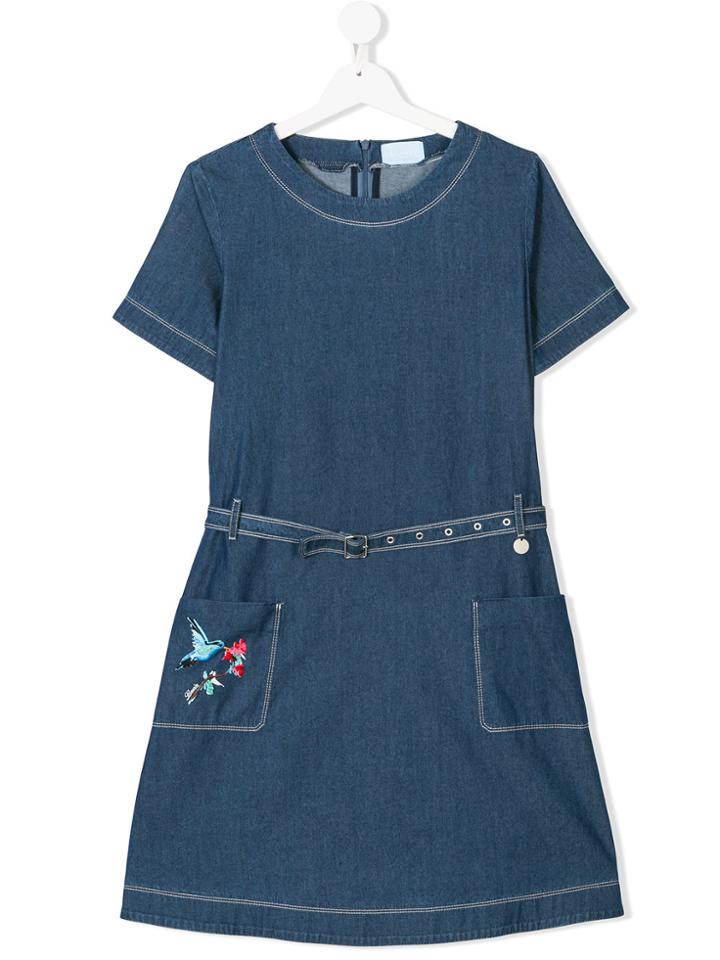 Lanvin Enfant Teen Belted Denim Dress - Blue