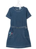 Lanvin Enfant Teen Belted Denim Dress - Blue