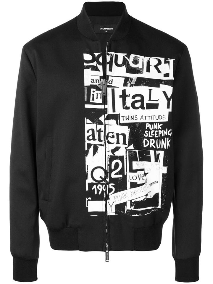 Dsquared2 Logo Patch Bomber Jacket - Black